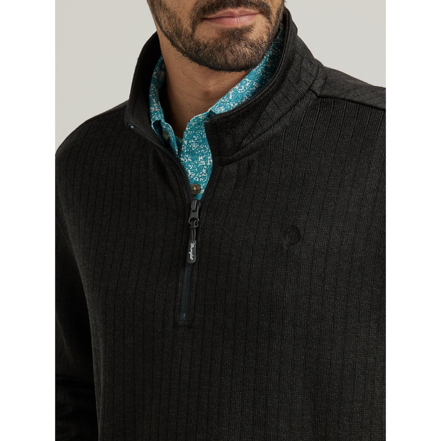 Wrangler Men's Western George Strait Knit 1/4 Zip Pullover - Black