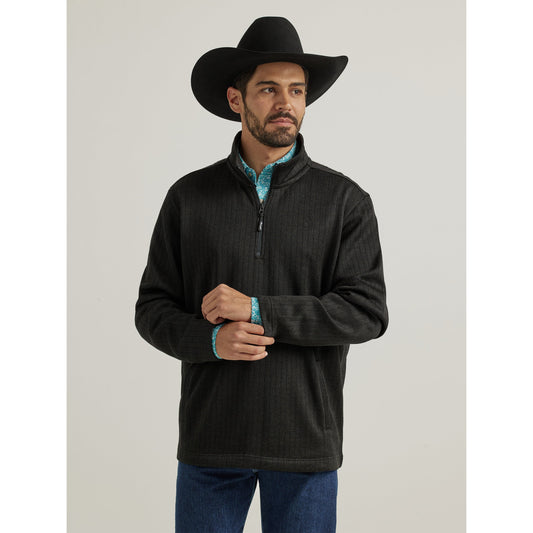 Wrangler Men's Western George Strait Knit 1/4 Zip Pullover - Black