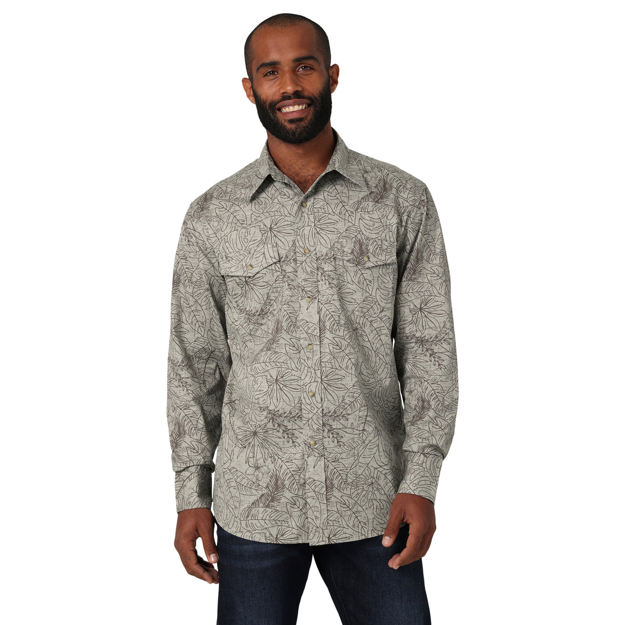 Wrangler Men's Coconut Cowboy Long Sleeve Shirt - Grey