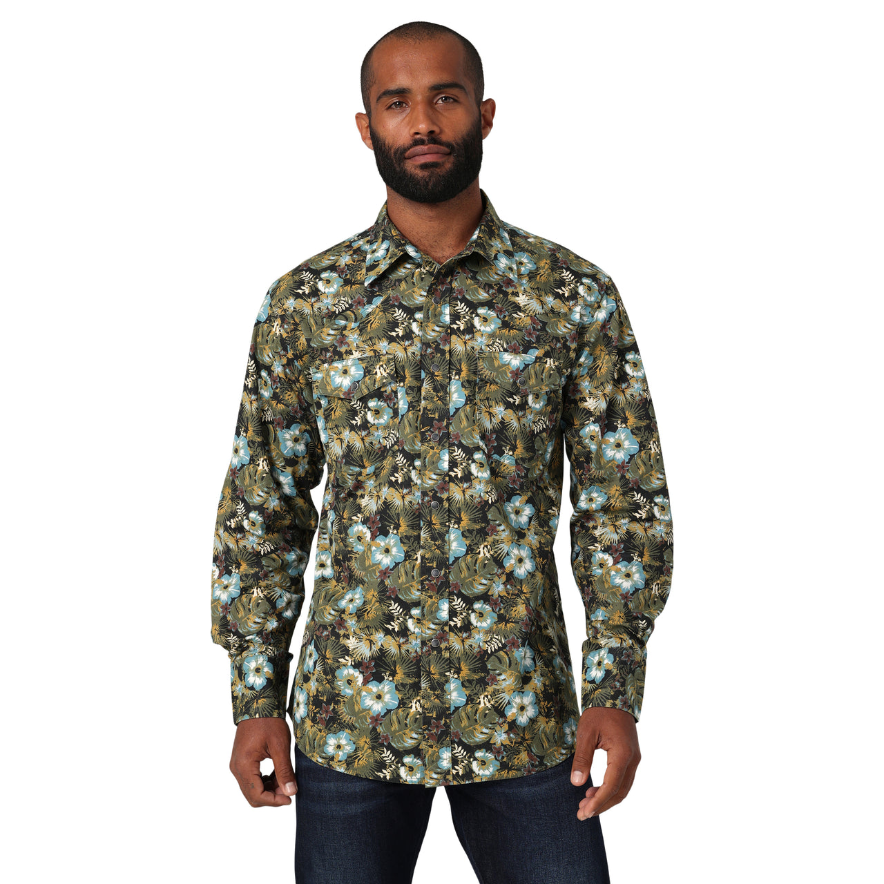 Wrangler Men's Coconut Cowboy Long Sleeve Shirt - Green Floral