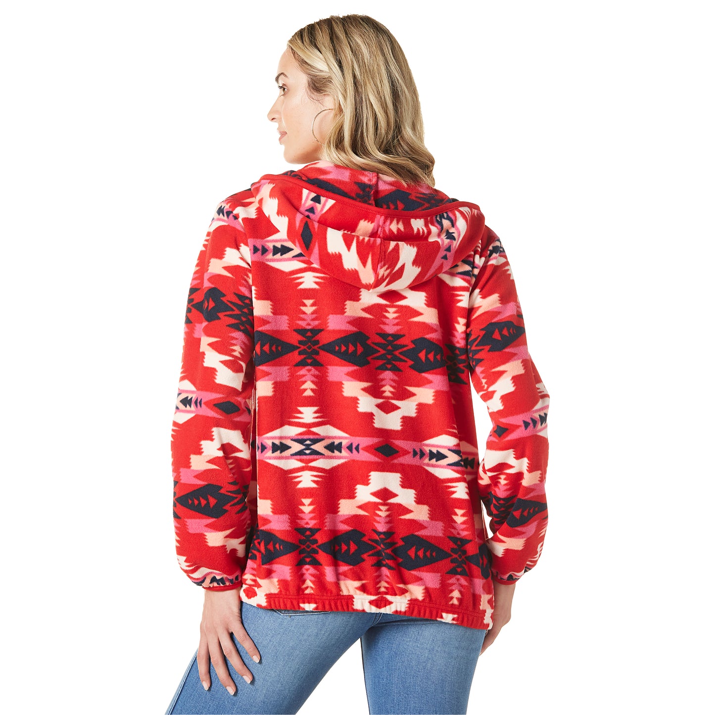 Wrangler Women's LS Fleece Zip Sweater - Aztec Red