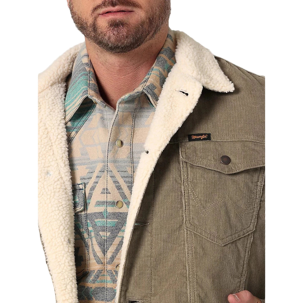 Wranglers Men's Cowboy Cut Sherpa Lined Corduroy Jacket - Nomad
