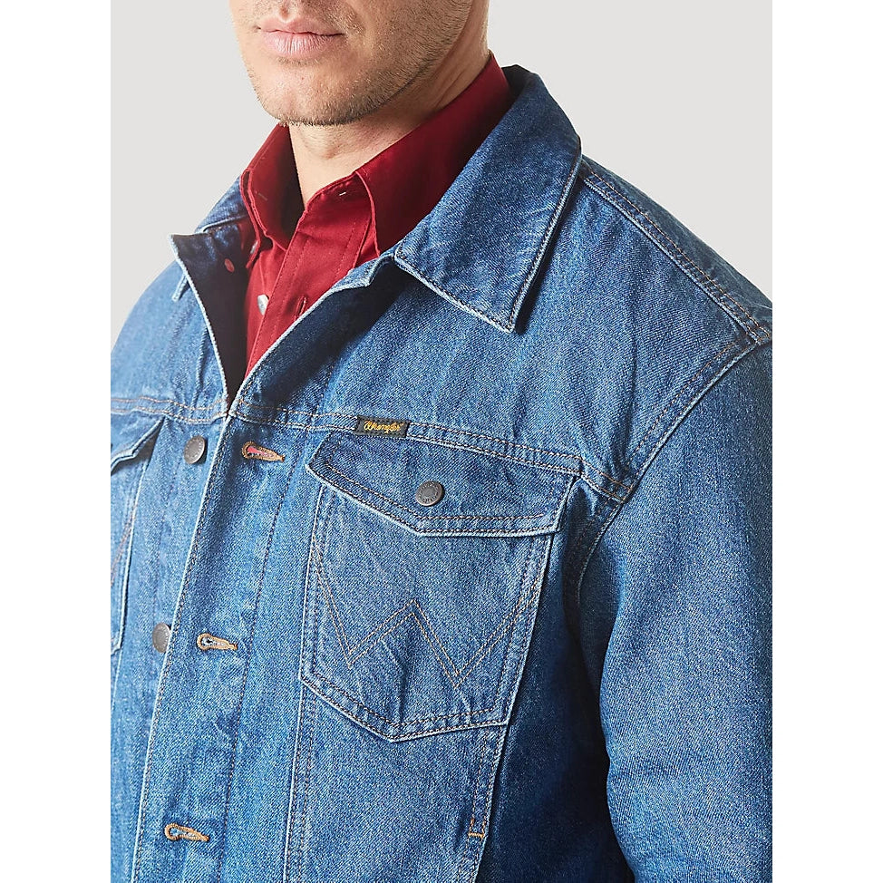 Wranglers Men's Flannel Lined Western Jacket in Firepit -Denim