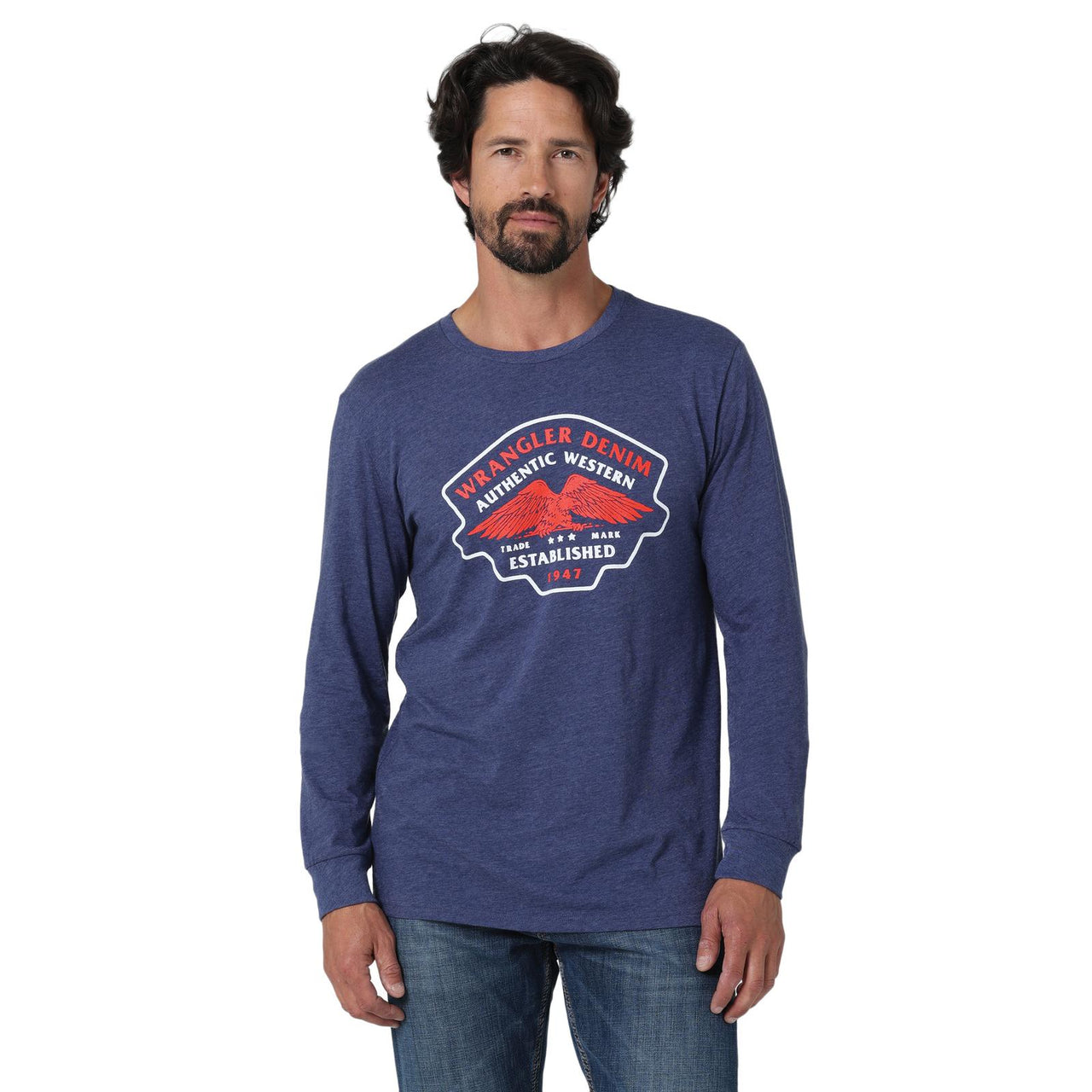 Wrangler Men's Long Sleeve T-Shirt - Denim Heather