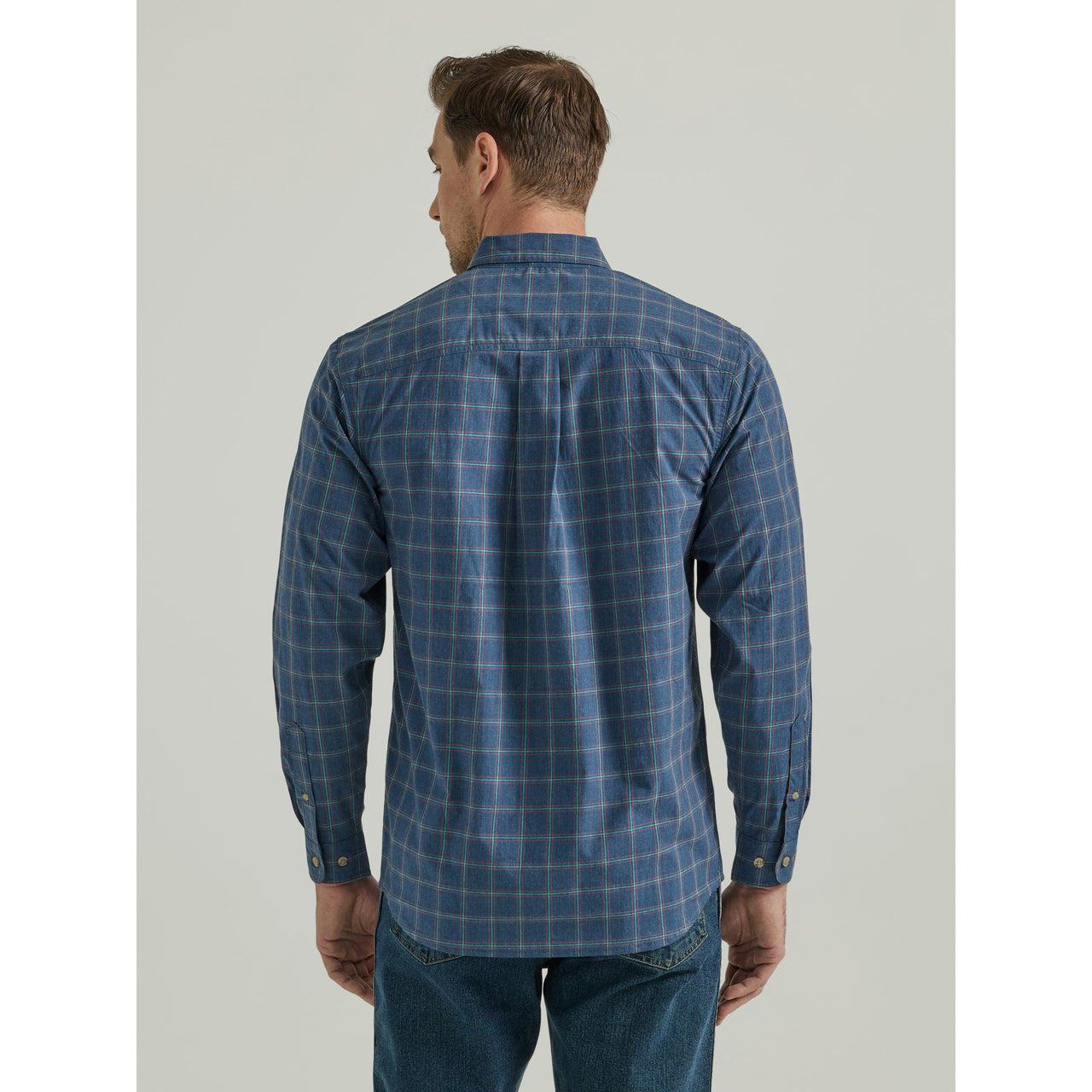 Wrangler Rugged Wear® Wrinkle Resist Long Sleeve Plaid Shirt - Navy