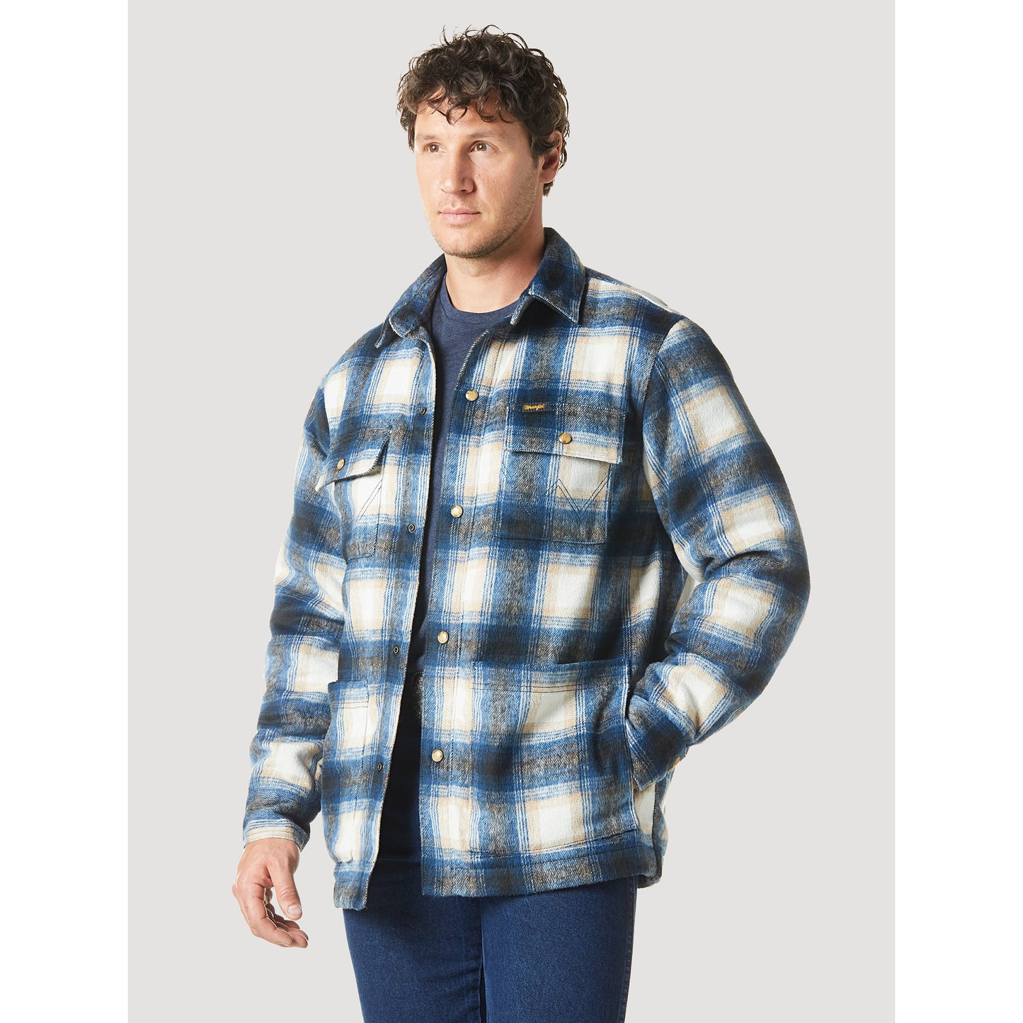 Wrangler Flannel Quilted Lined Shirt Jacket - Blue