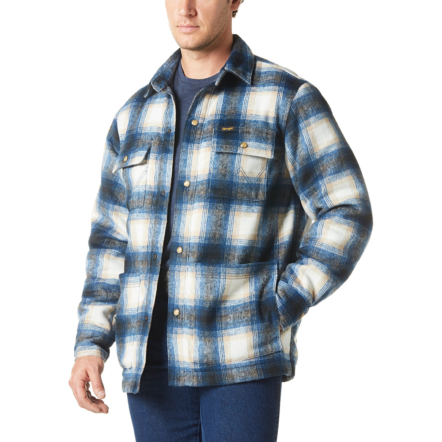 Wrangler Flannel Quilted Lined Shirt Jacket - Blue
