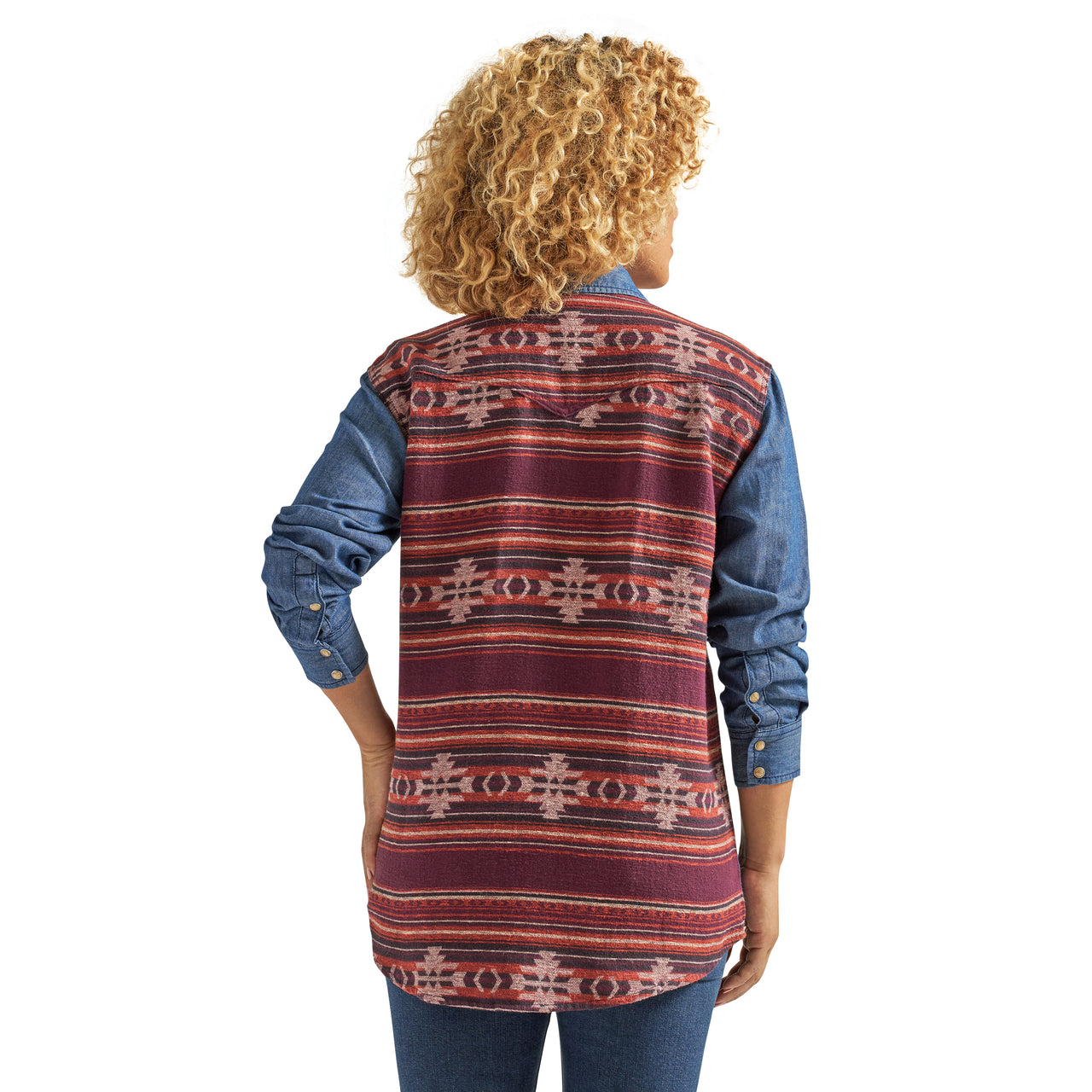 Wrangler Women's Retro Western Long Sleeve Shirt - Burgundy Denim