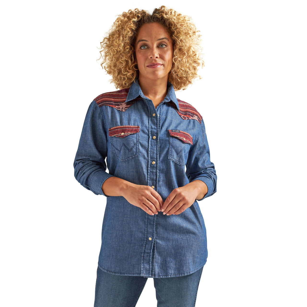 Wrangler Women's Retro Western Long Sleeve Shirt - Burgundy Denim