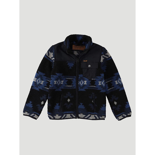 Wranglers Boy's Zip Front Lightweight Ripstop Sherpa Jacket - Ensign Blue