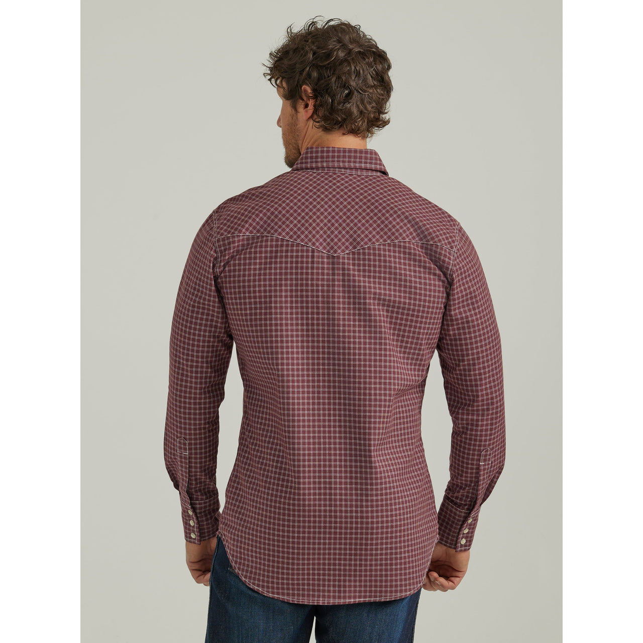 Wrangler Men's Flame Resistant Long Sleeve Snap Work Shirt - Burgundy