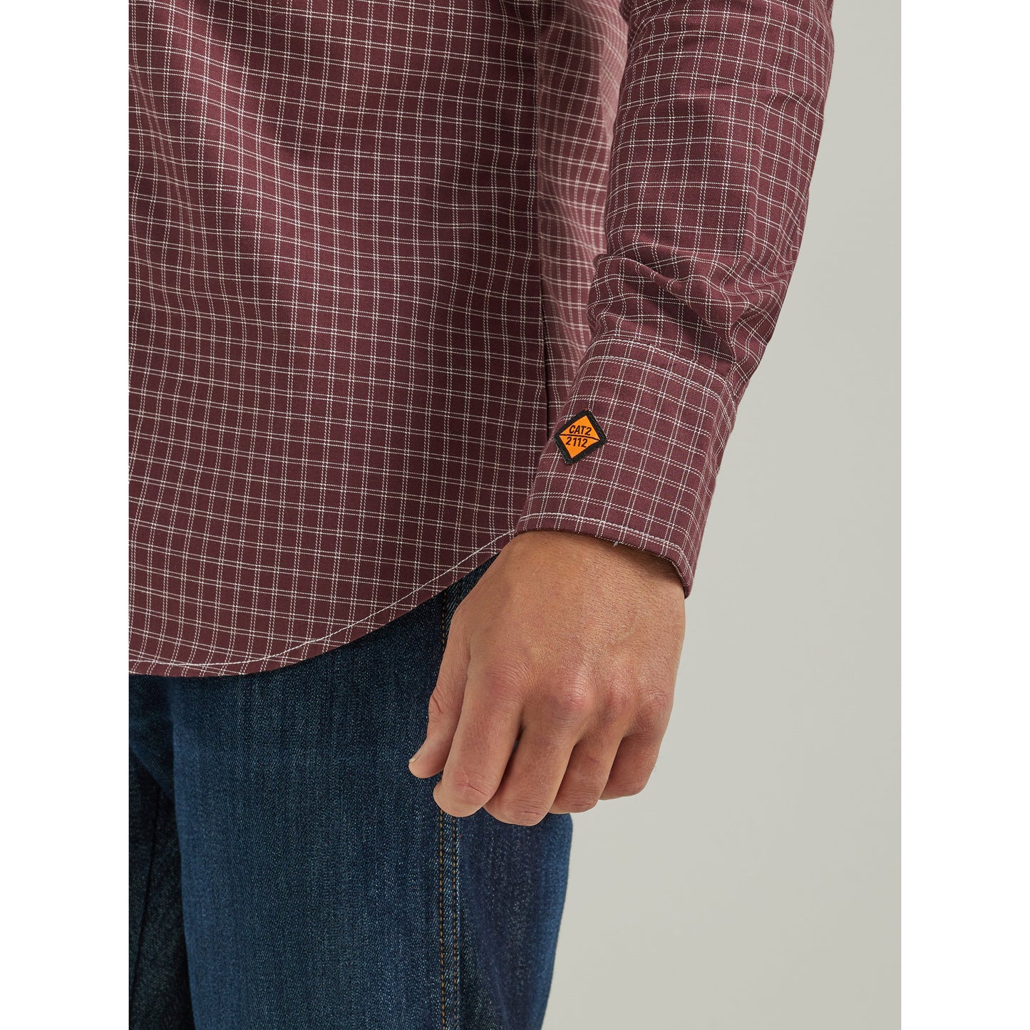 Wrangler Men's Flame Resistant Long Sleeve Snap Work Shirt - Burgundy