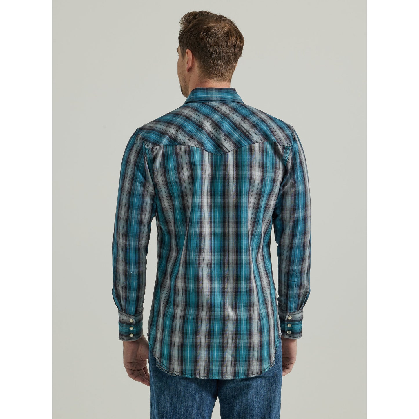 Wrangler Men's FR Long Sleeve Work Shirt - Black/Teal