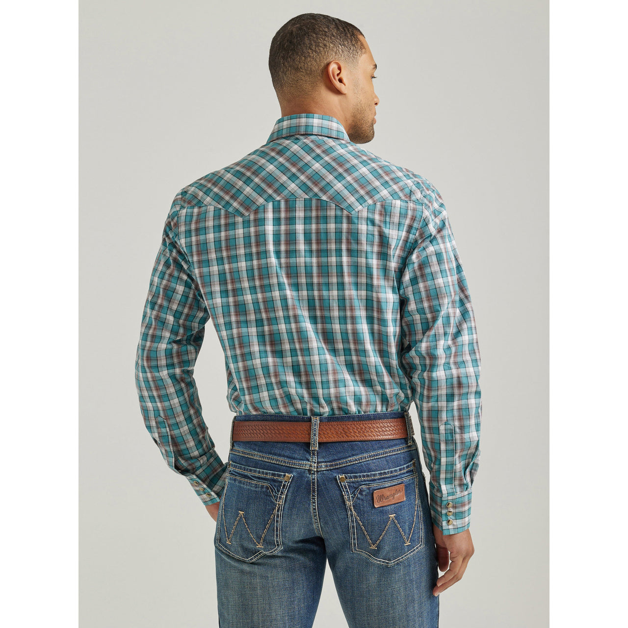 Wrangler Men's Retro Long Sleeve Modern Fit Snap Shirt - Teal