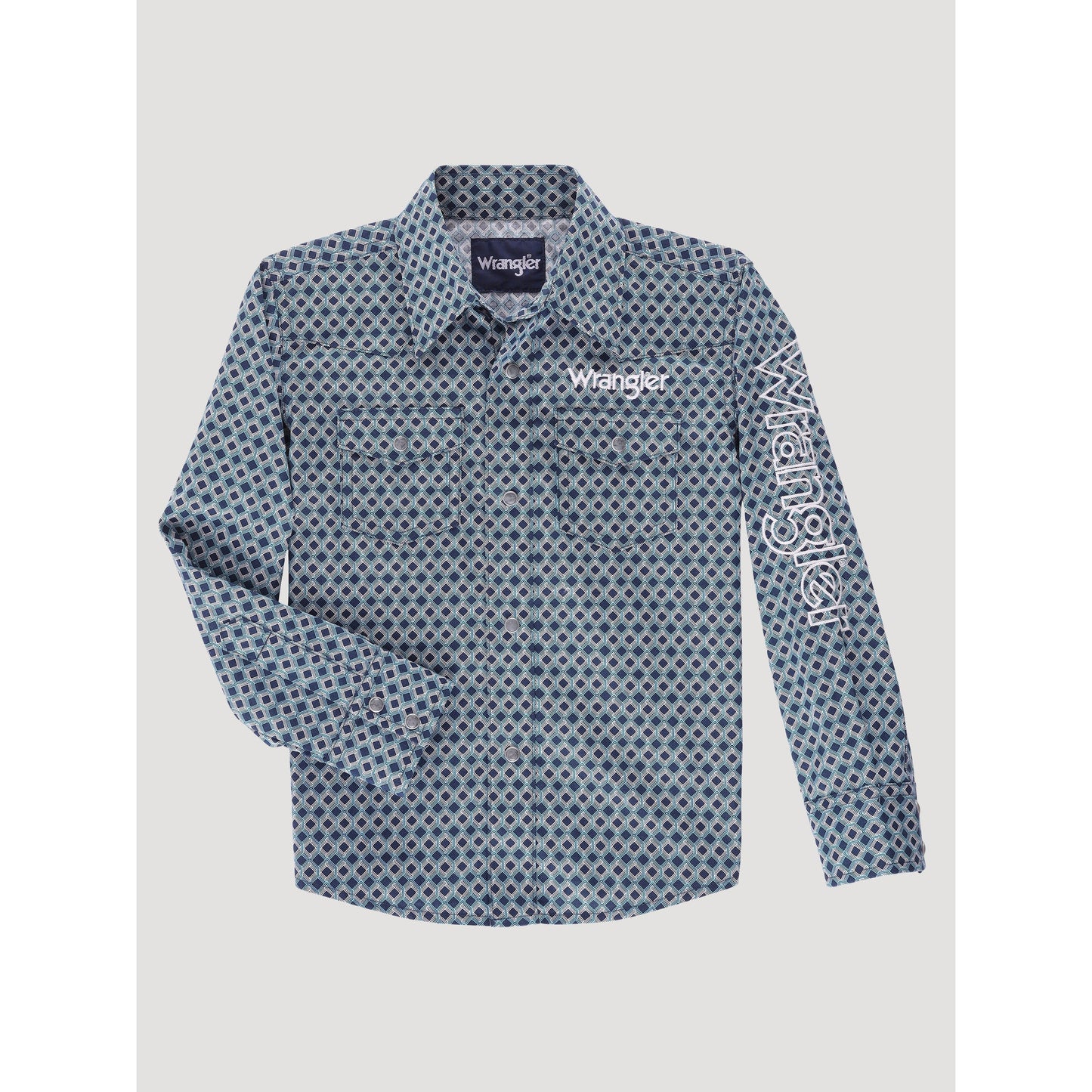 Wrangler Boy's Logo Long Sleeve Shirt - Navy