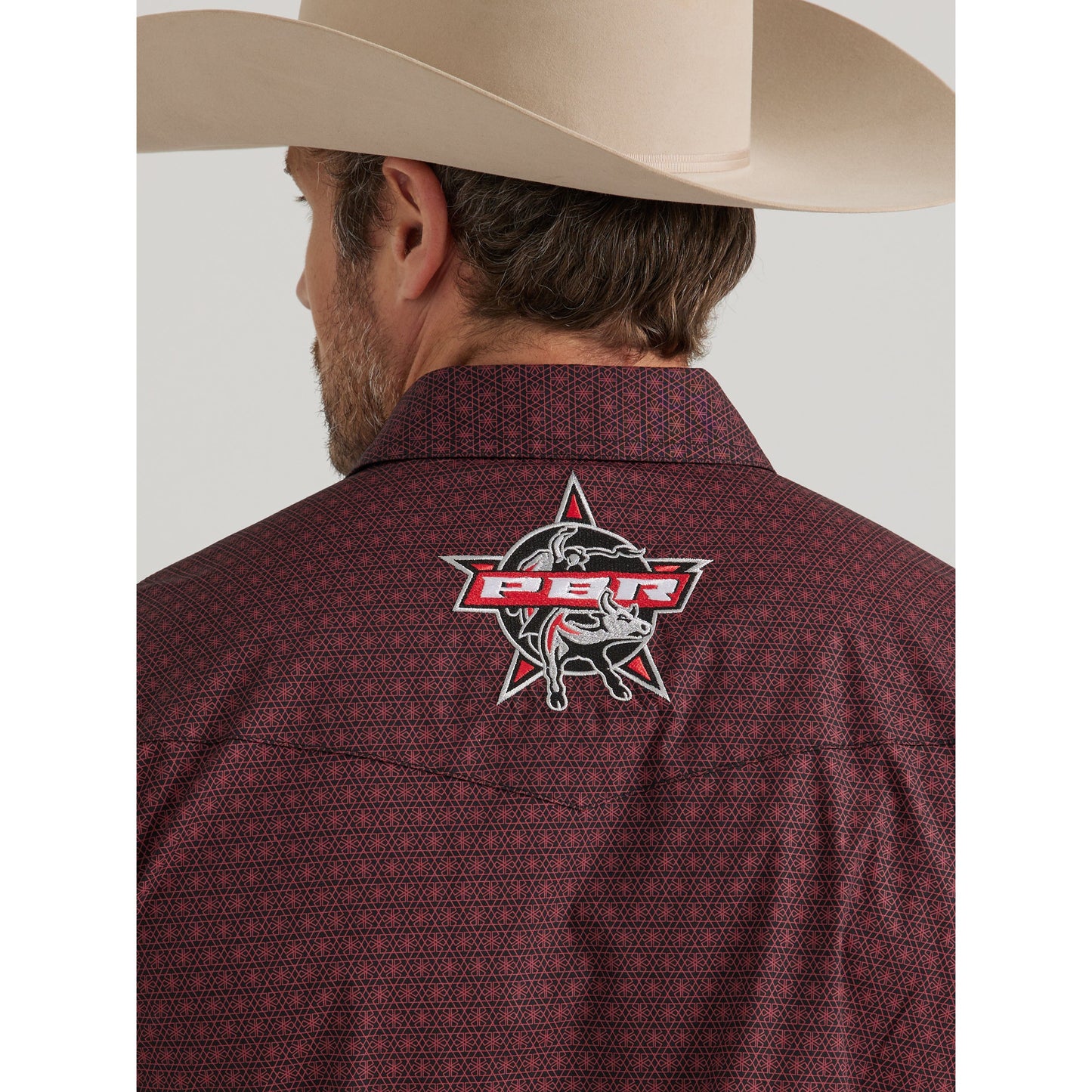 Wrangler Men's Logo Long Sleeve Snap Shirt - Burgundy