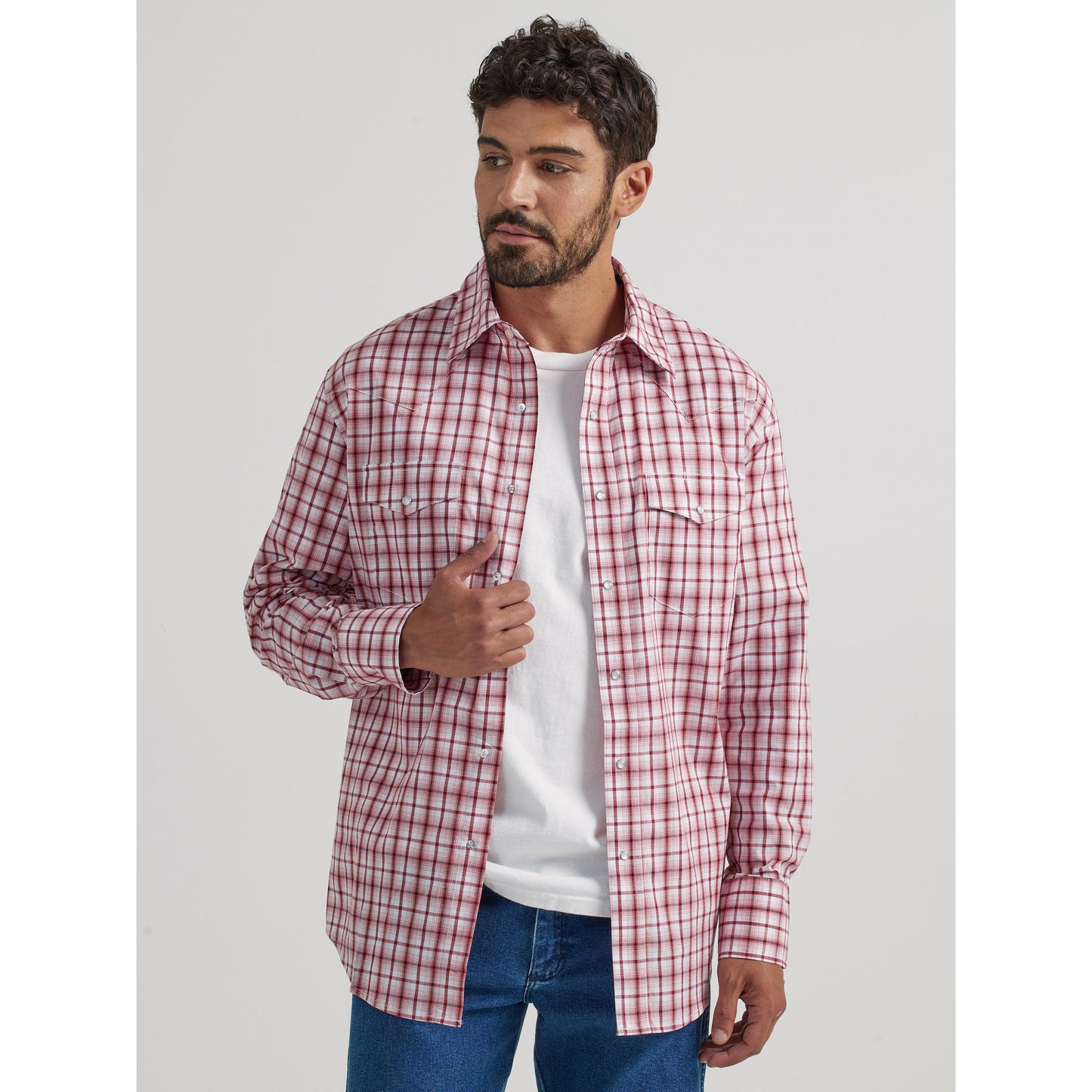 Wrangler Men's Wrinkle Resist Long Sleeve Shirt - Red