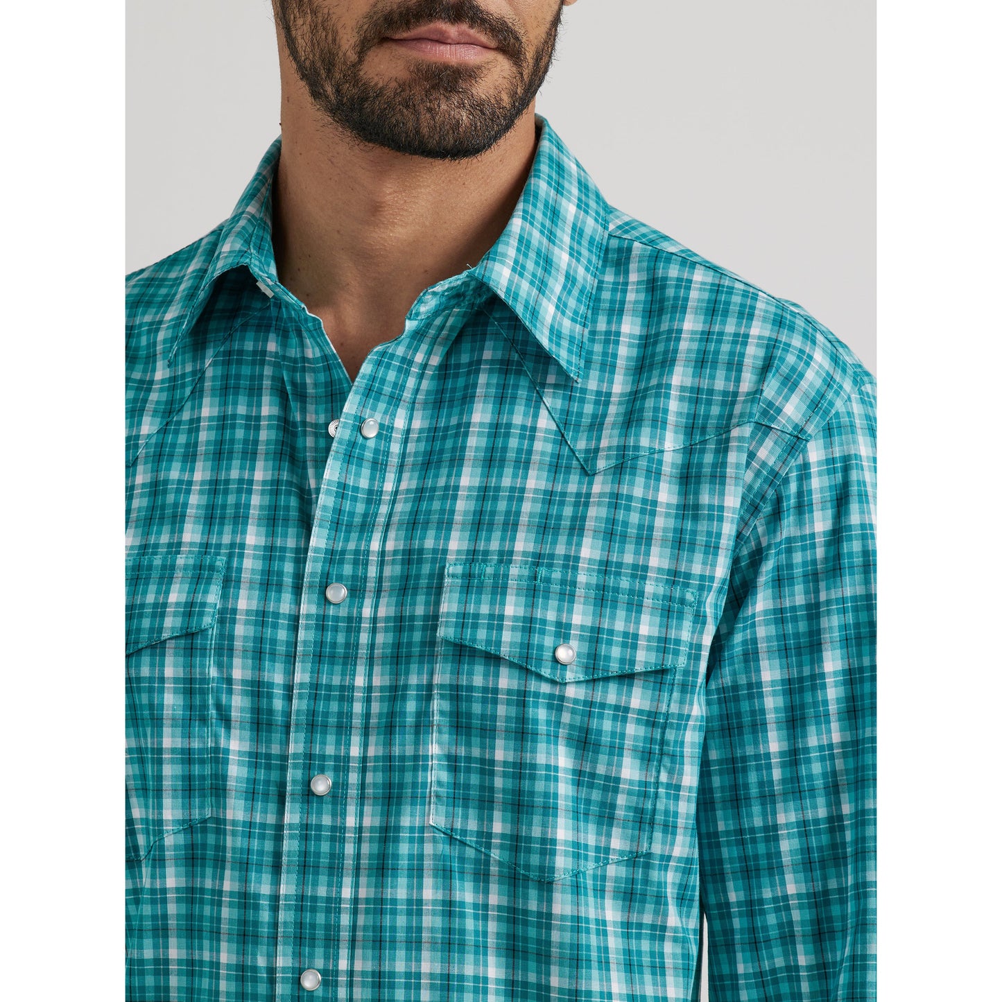 Wrangler Men's Wrinkle Resist Long Sleeve Shirt - Teal
