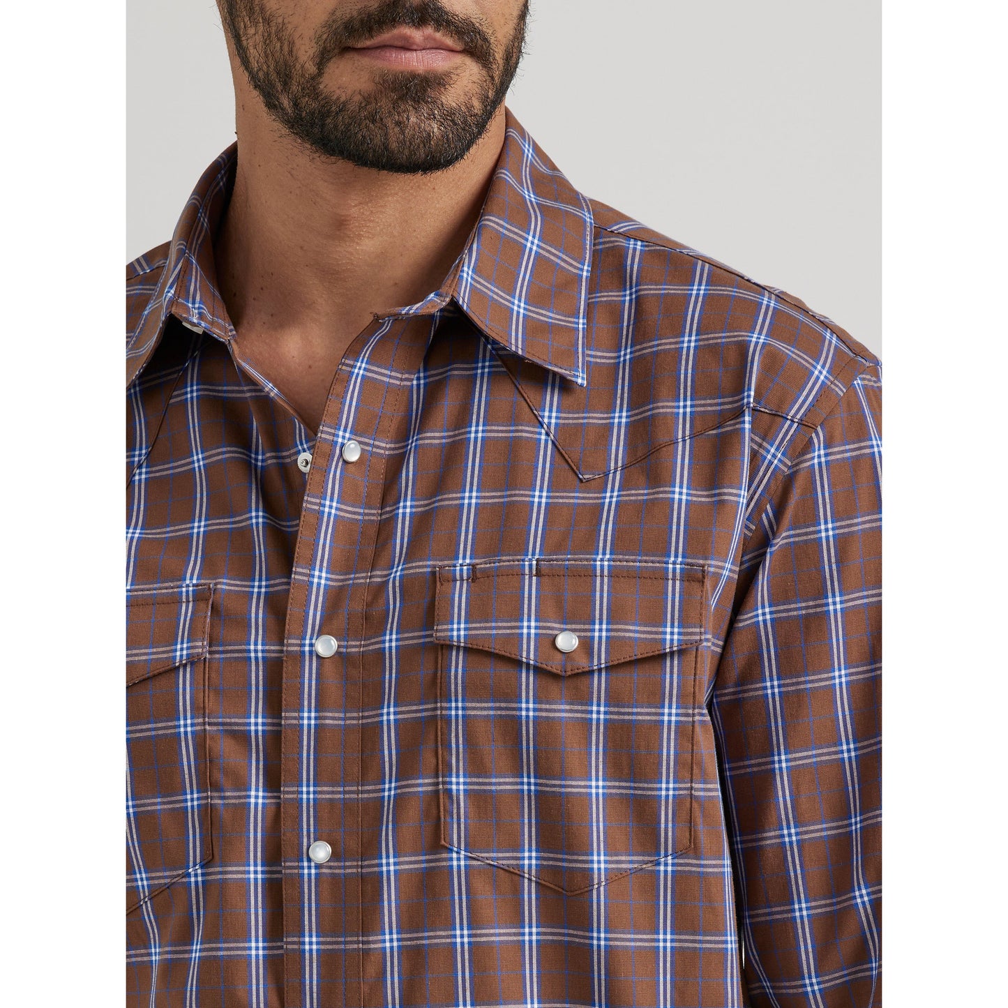 Wrangler Men's Wrinkle Resist Long Sleeve Shirt - Brown