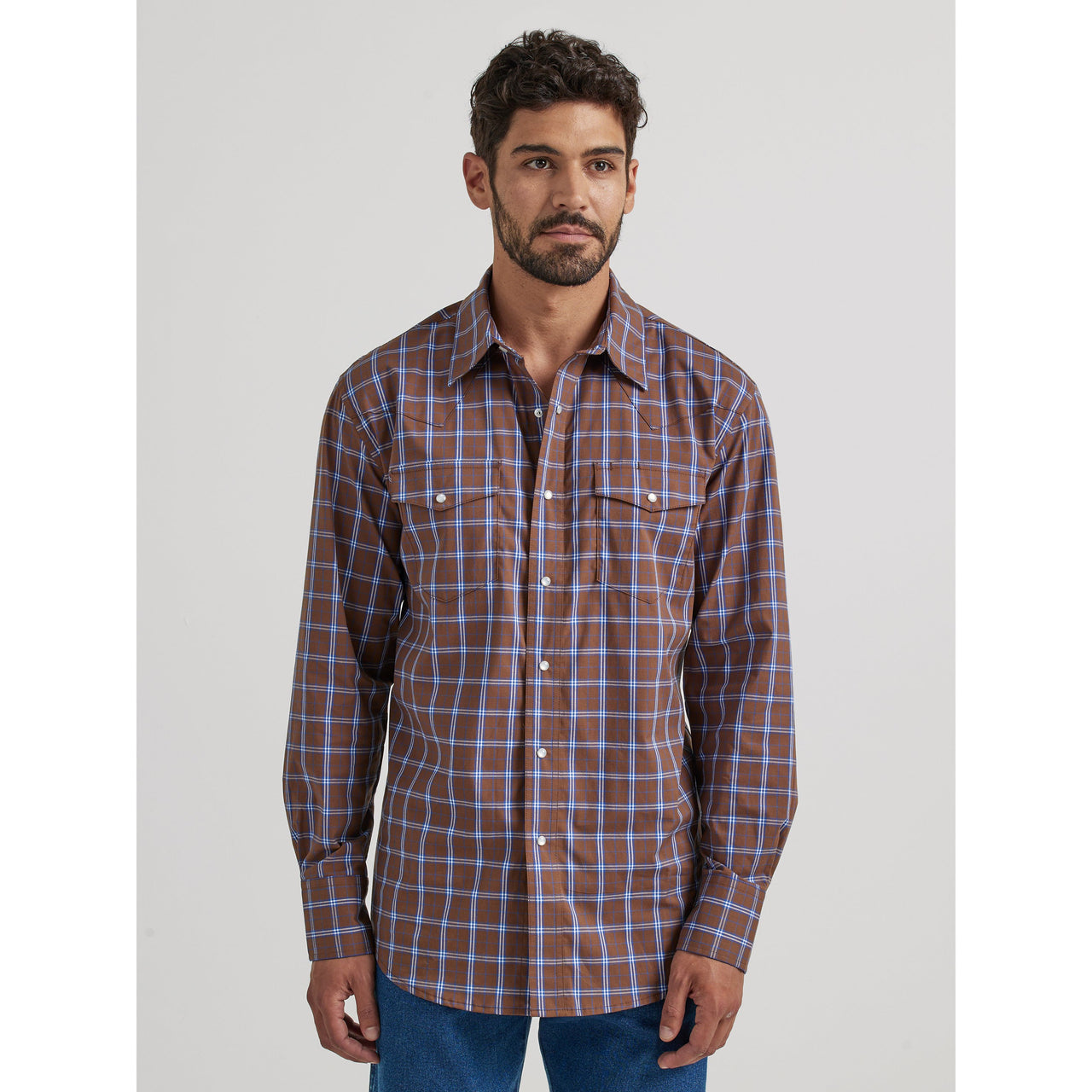 Wrangler Men's Wrinkle Resist Long Sleeve Shirt - Brown