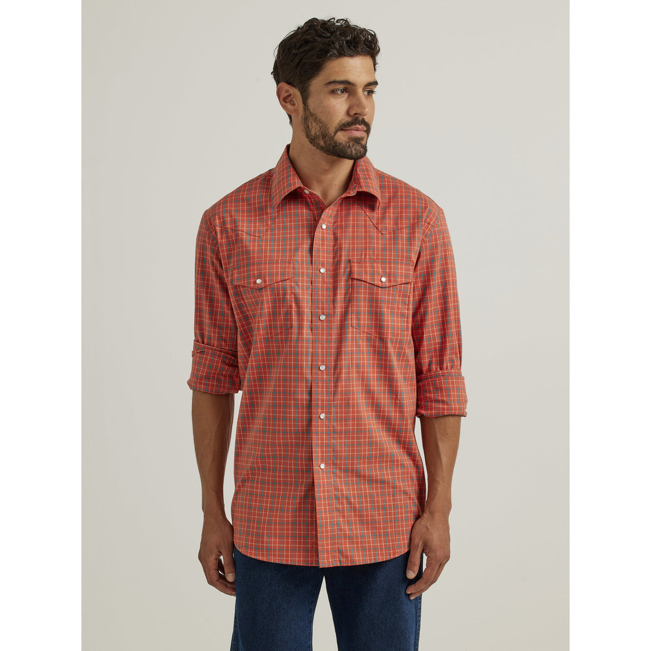 Wrangler Men's Wrinkle Resist Long Sleeve Shirt - Orange