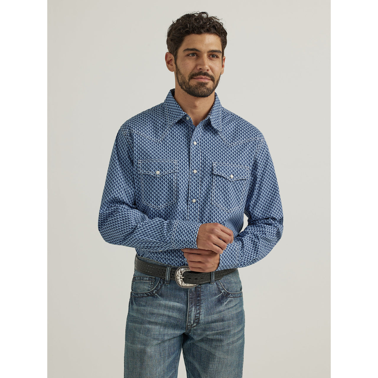 Ariat Men's Pro Series Geron Classic Fit Long Sleeve Western Shirt - Rush  Of Blue