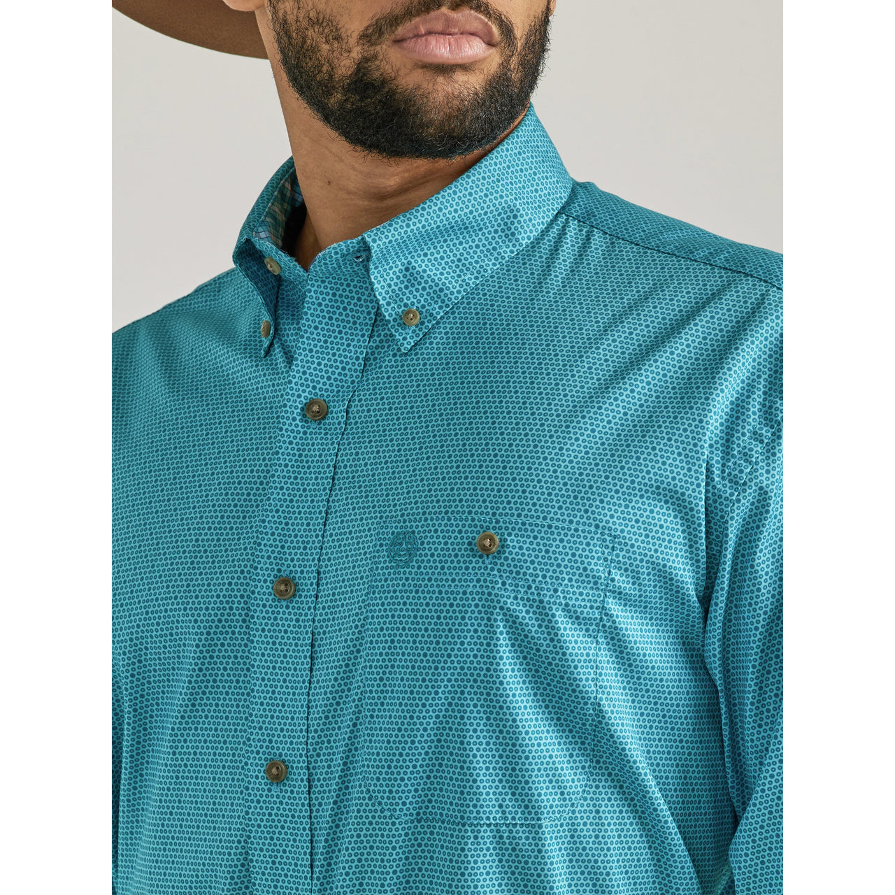 Wrangler Men's George Strait 1 Pocket Long Sleeve Shirt - Teal