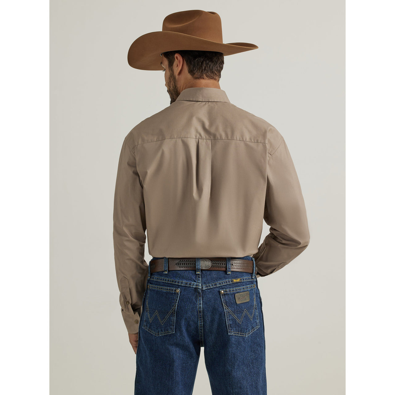 Wrangler Men's George Strait 1 Pocket Long Sleeve Shirt - Tan