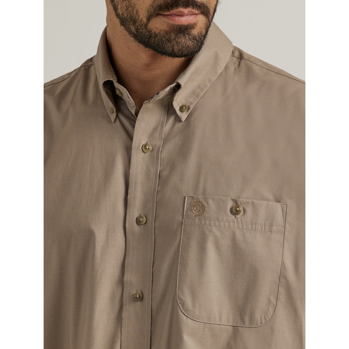 Wrangler Men's George Strait 1 Pocket Long Sleeve Shirt - Tan