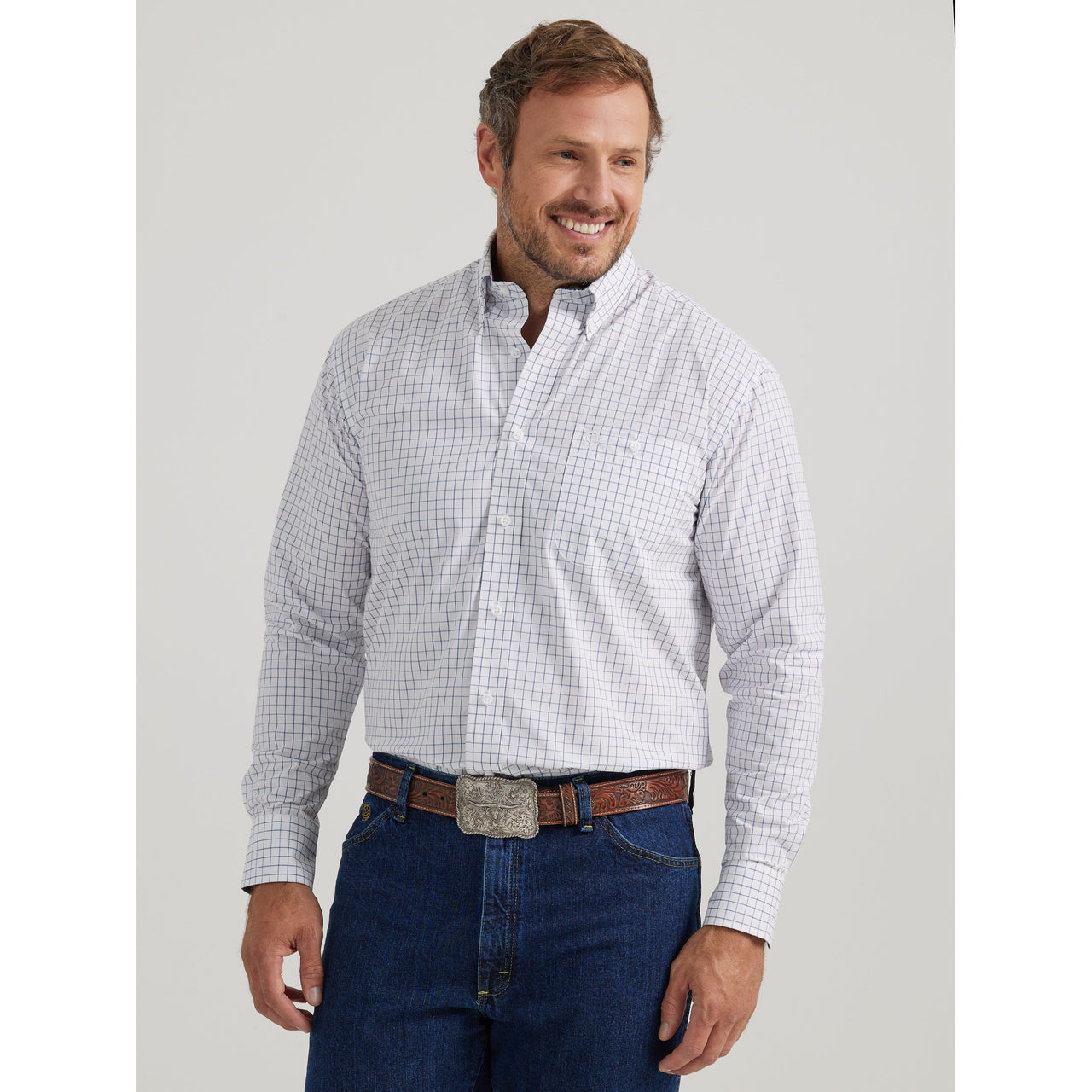 Wrangler Men's George Strait 1 Pocket Long Sleeve Shirt - White