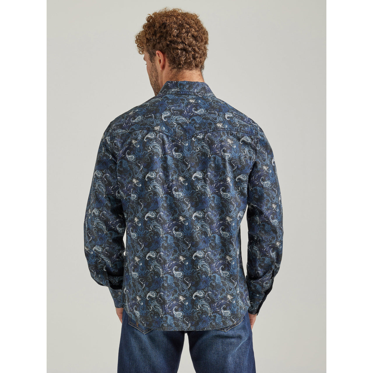 Wrangler Men's Retro Premium Long Sleeve Modern Fit Snap Shirt - Navy/Midnight Blue