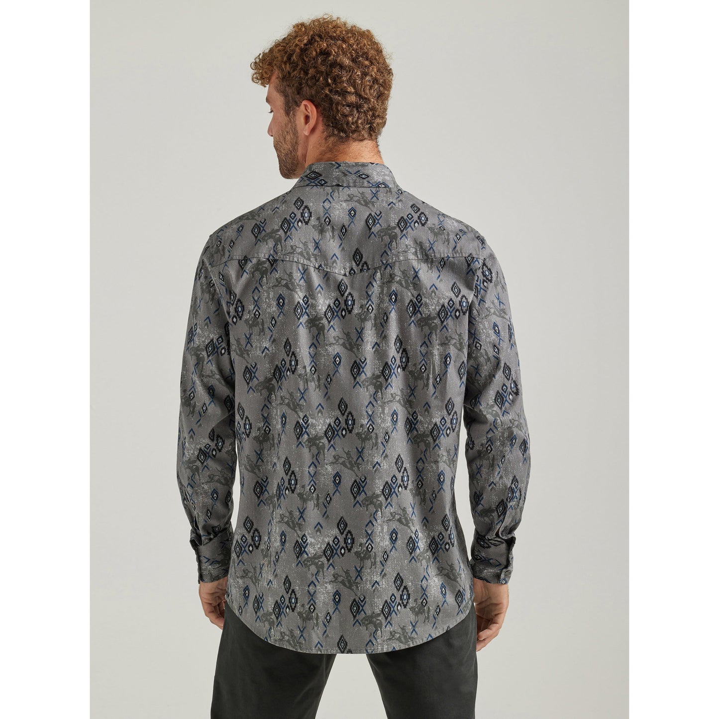 Wrangler Men's Coconut Cowboy Long Sleeve Classic Fit Shirt - White/Black