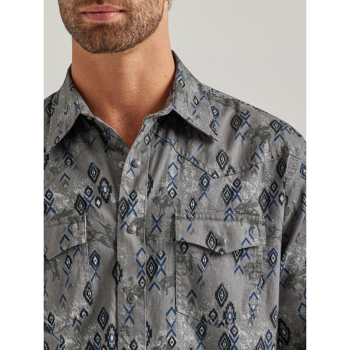 Wrangler Men's Coconut Cowboy Long Sleeve Classic Fit Shirt - White/Black