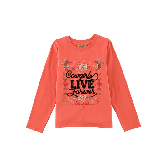 Wrangler Girl's Graphic Long Sleeve T-Shirt - Orange