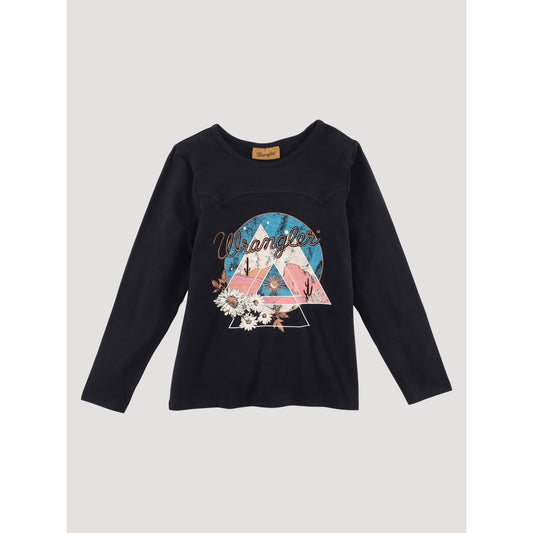 Wrangler Girl's Graphic Long Sleeve T-Shirt - Black