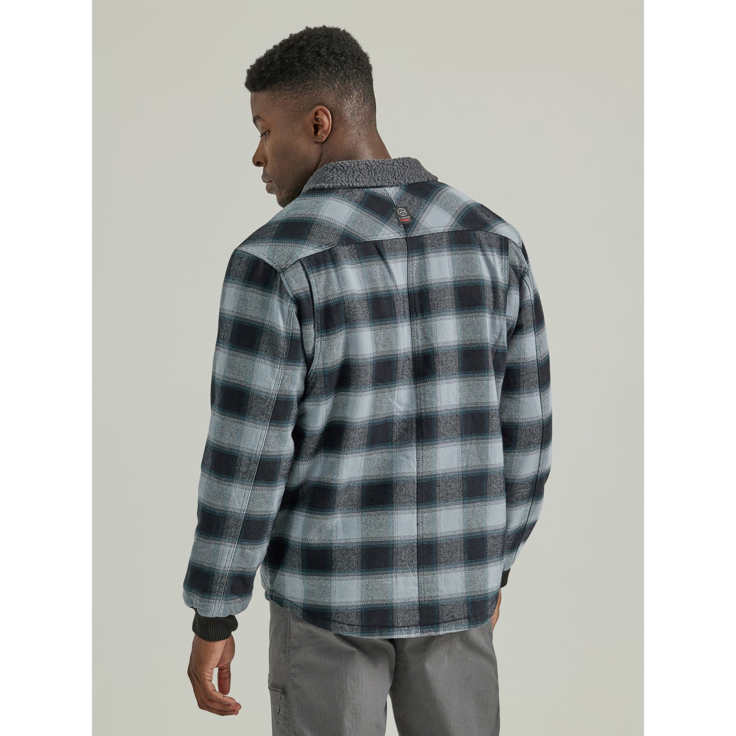Wrangler Men's ATG Sherpa Lined Flannel Jacket - Blue/Grey