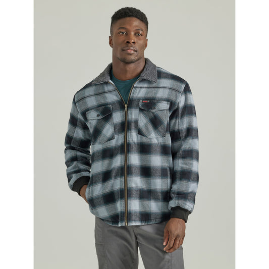 Wrangler Men's ATG Sherpa Lined Flannel Jacket - Blue/Grey