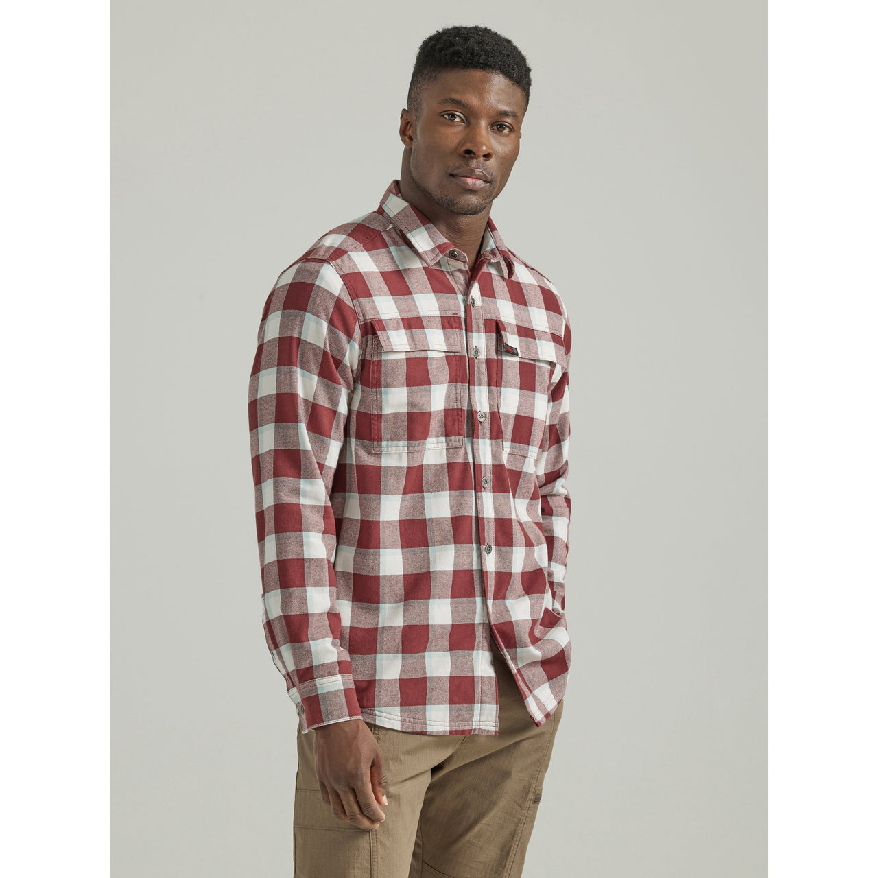 Wrangler Men's Thermal Lined Flannel Shirt - Red