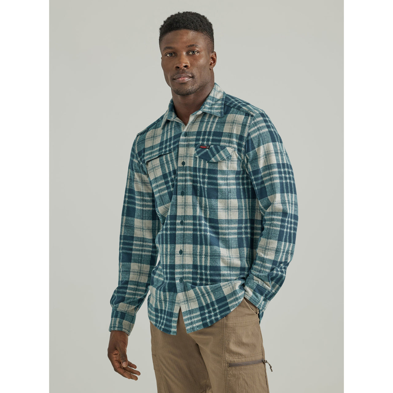 Wrangler Men's ATG Long Sleeve Campsite Shirt - Teal