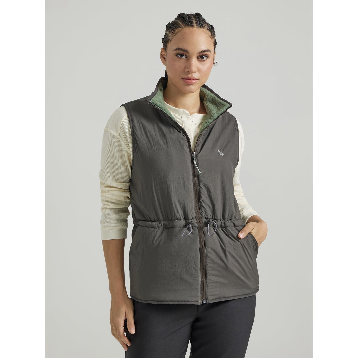 Wrangler Women's ATG Reversible Fleece Vest - Green/Grey