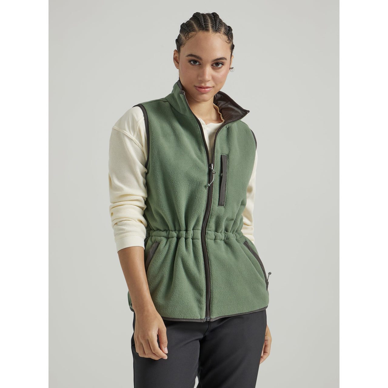 Wrangler Women's ATG Reversible Fleece Vest - Green/Grey