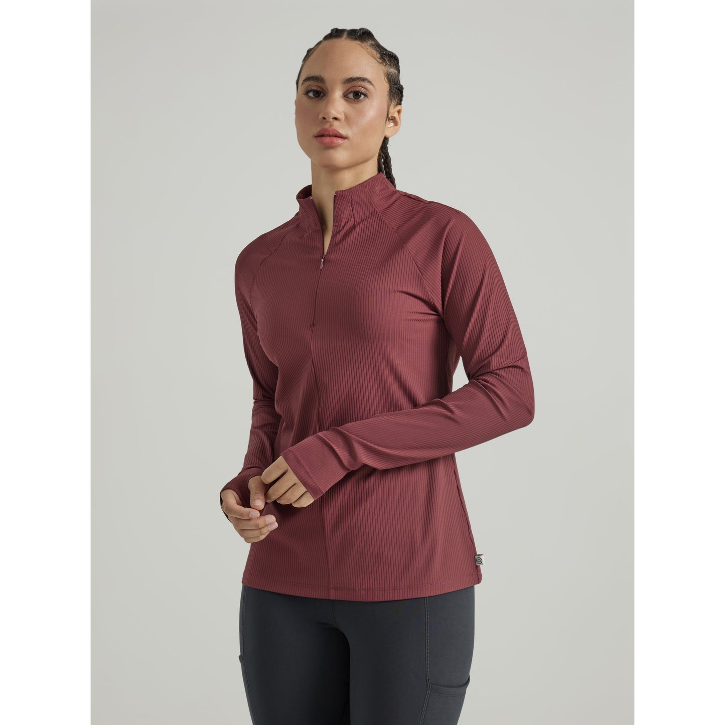 Wrangler Women's ATG 1/4 Zip Pullover Sweater - Wine