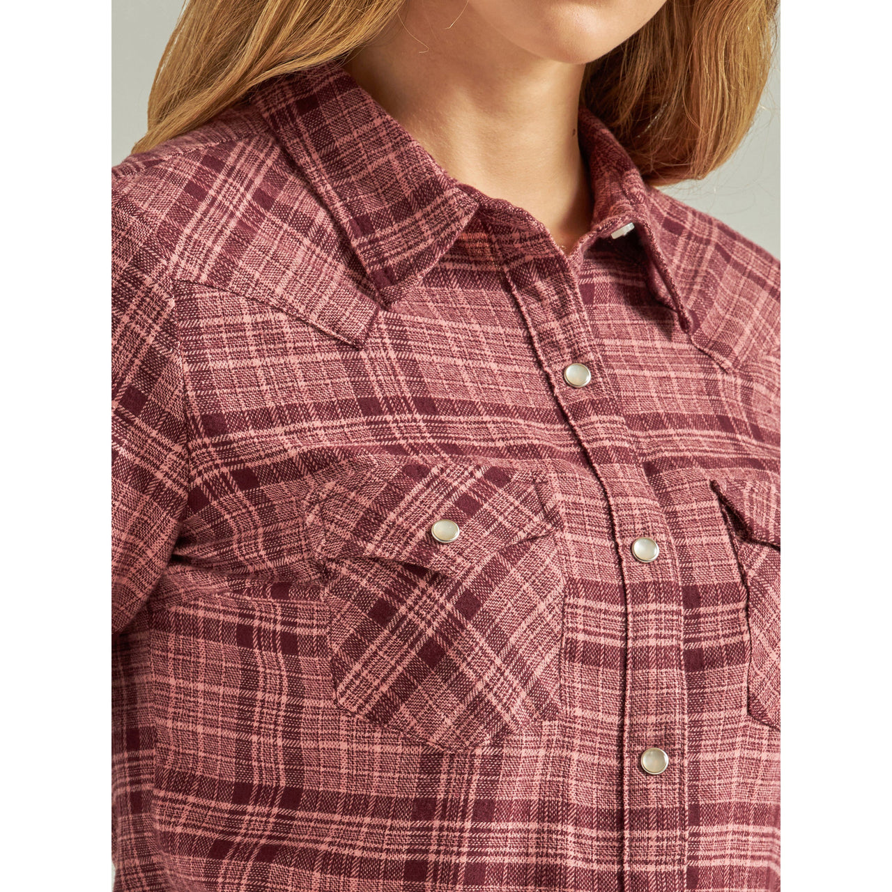 Wrnagler Women's Long Sleeve Essential Flannel - Plaid Rose