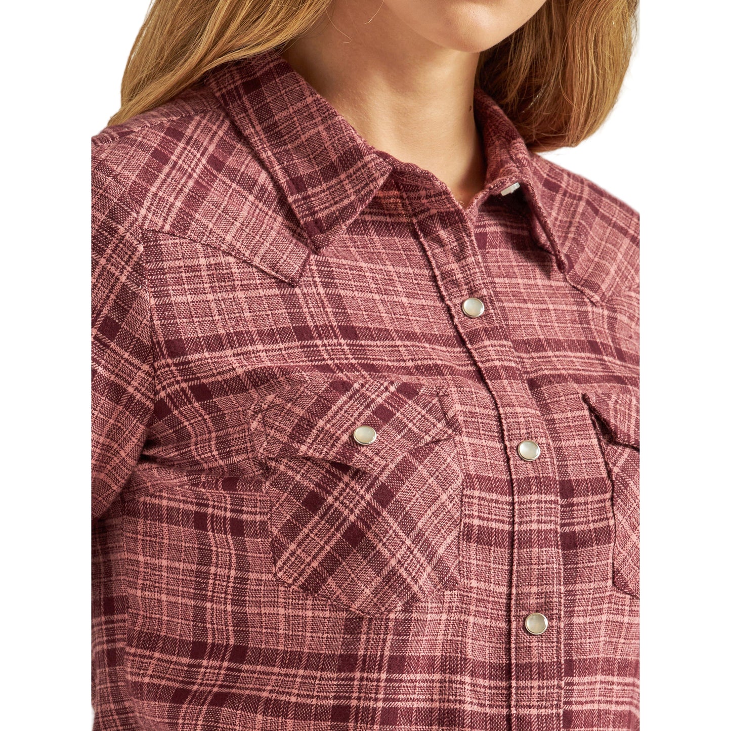 Wrangler Women's Long Sleeve Essential Flannel - Plaid Rose