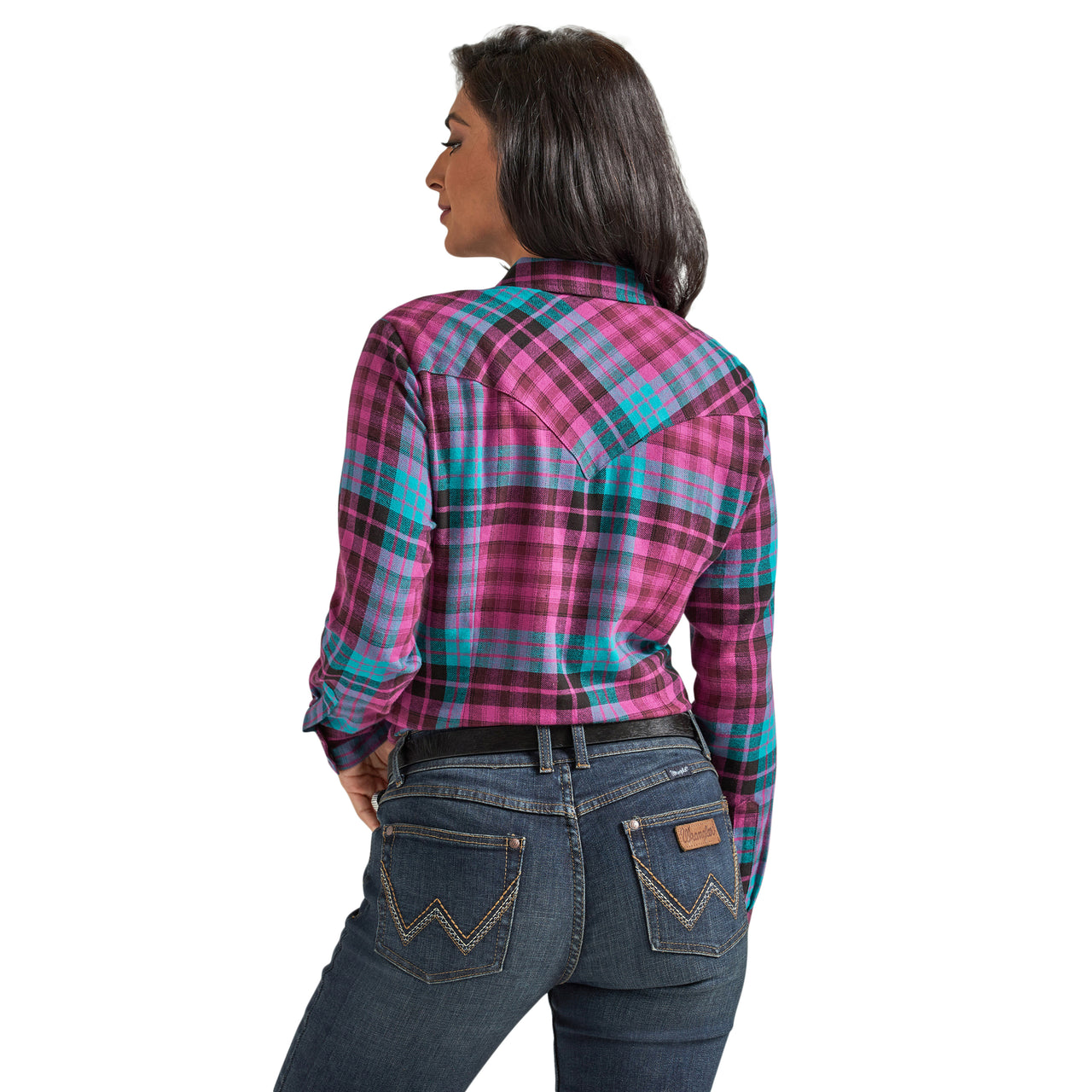 Wrangler Women's Essential Snap Shirt - Pink/Blue Plaid