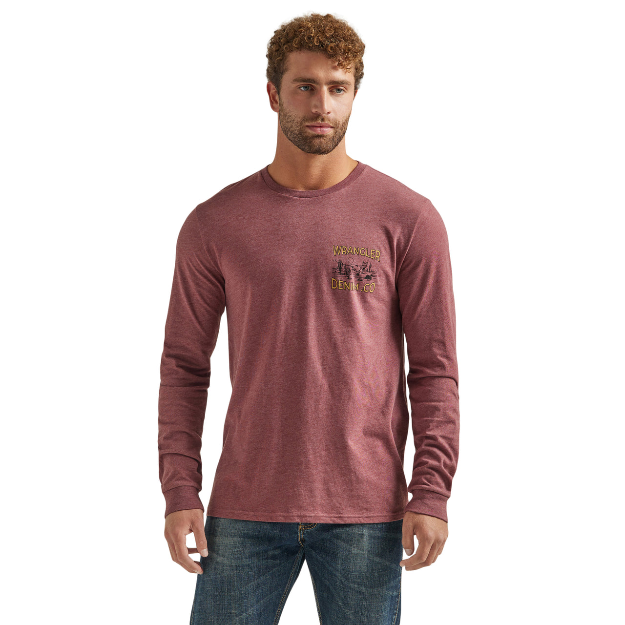 Wrangler Men's Long Sleeve T-Shirt - Heather Red