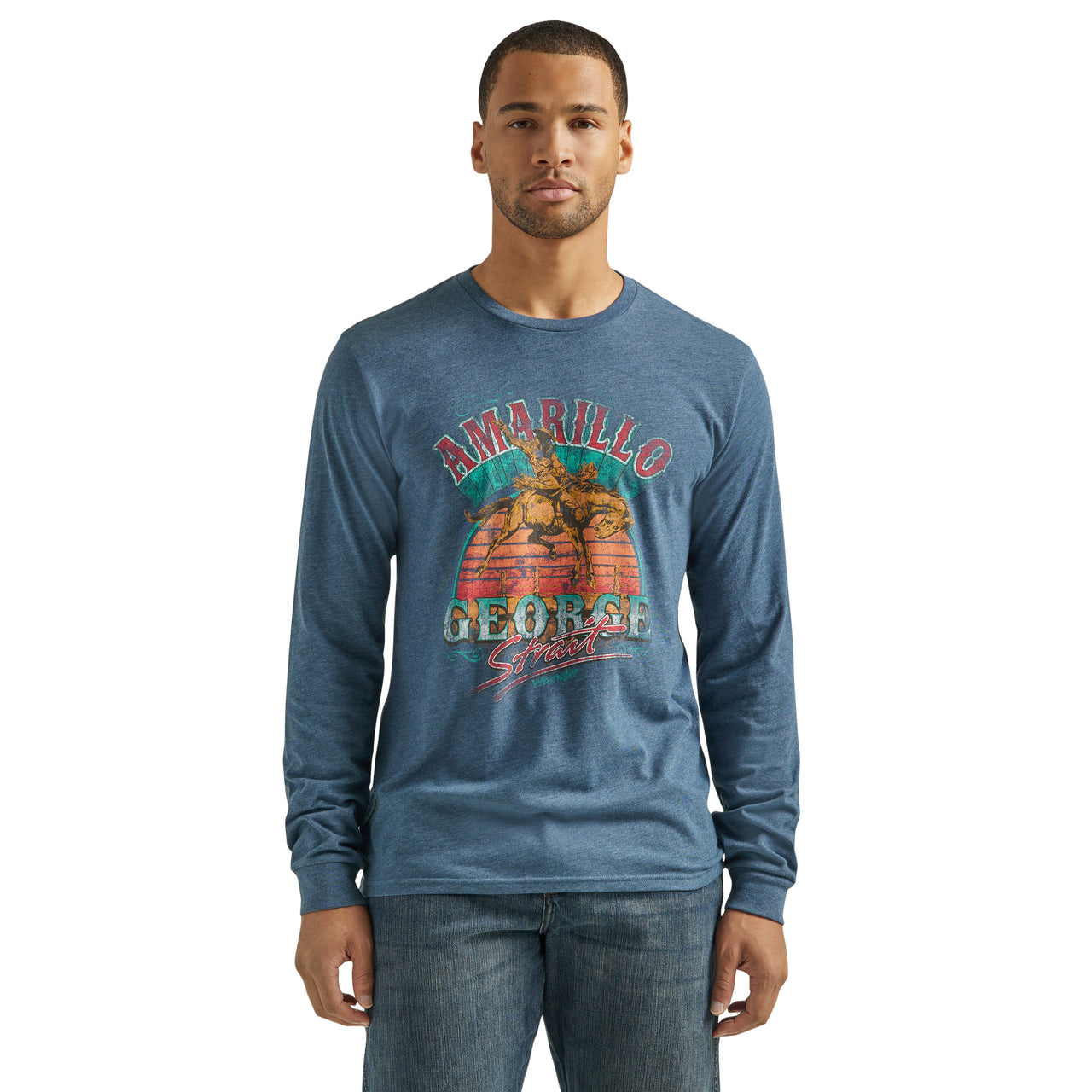 Wrangler Men's George Strait Long Sleeve T-Shirt - Heather Teal