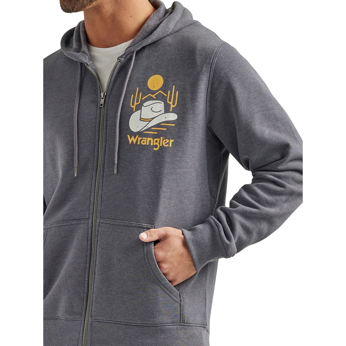 Wrangler Men's Regular Fit Zip Up Hoodie -  Grey