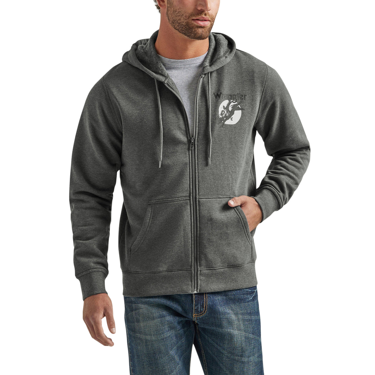 Wrangler Men's Regular Fit Zip Up Hoodie - Charcoal
