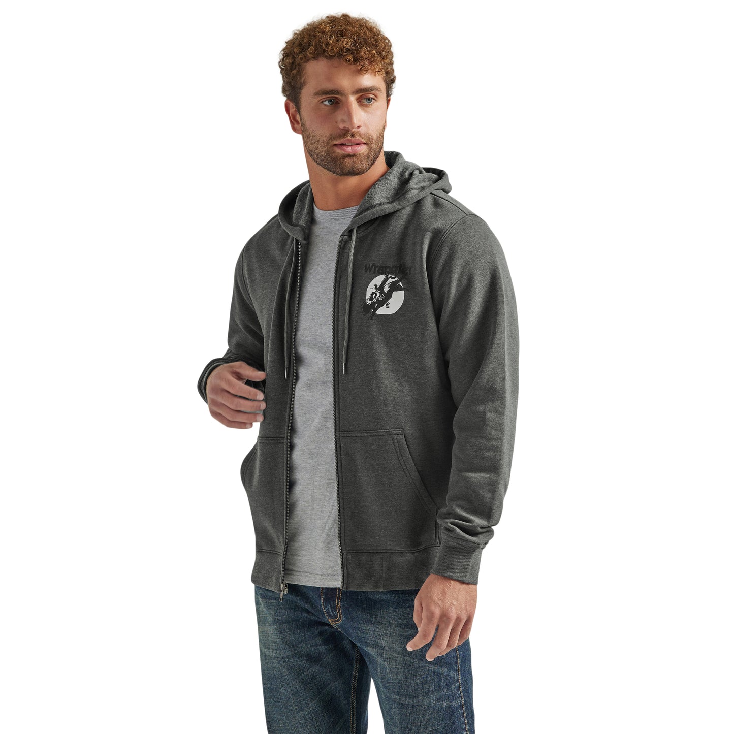 Wrangler Men's Regular Fit Zip Up Hoodie - Charcoal
